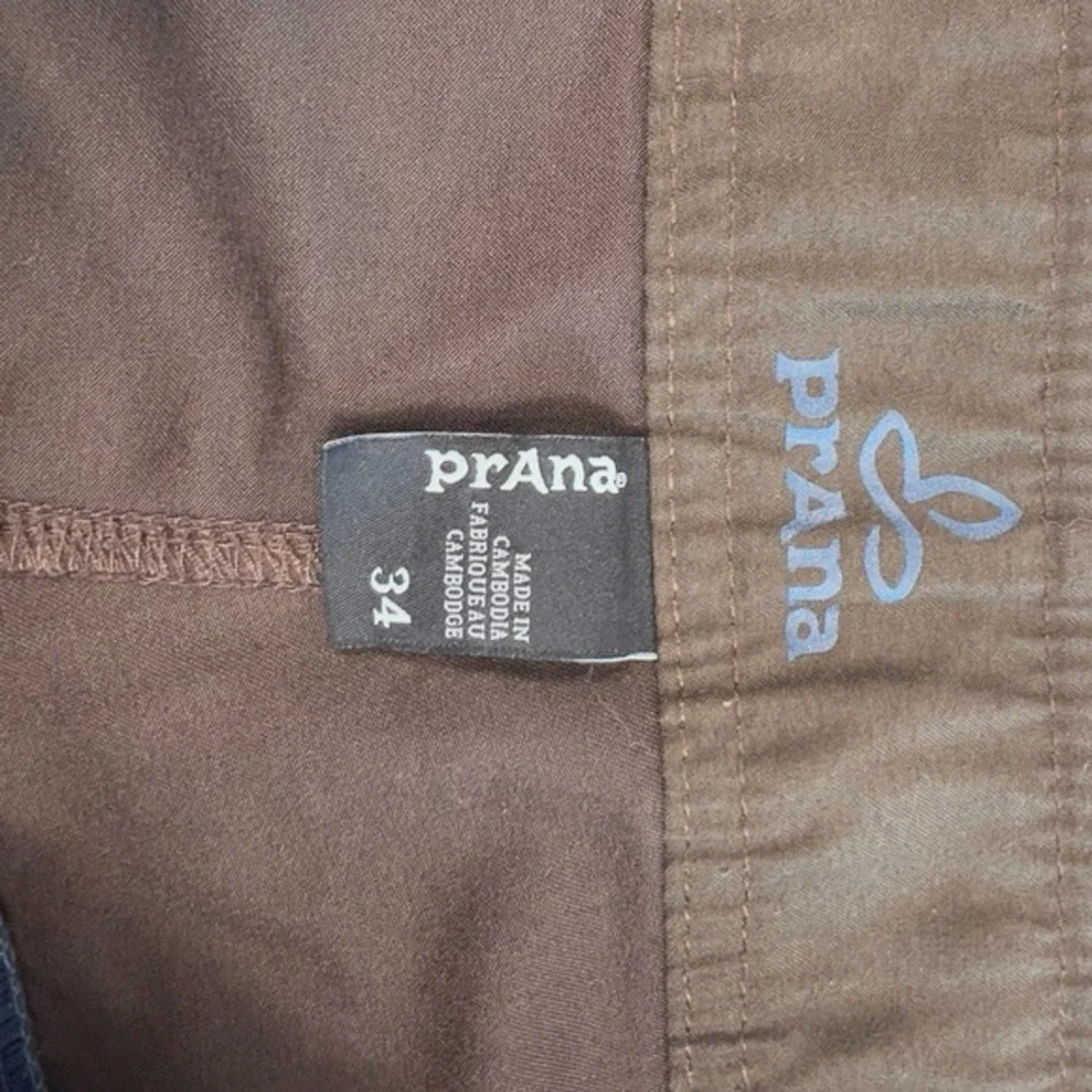 Prana‎ Men's Board Shorts Size 34 Blue Brown Patterned Swim Trunks